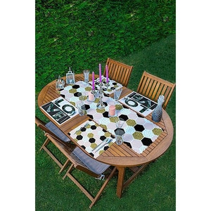 Suport farfurii si napron Geometric 1, 35 x 45 cm, 35 x 140 cm, 4 + 1 bucati, multicolor