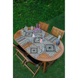 Suport farfurii si napron Modern B&W, 35 x 45 cm, 35 x 140 cm, 4 + 1 bucati, multicolor