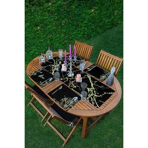 Suport farfurii si napron Gold Marble, 35 x 45 cm, 35 x 140 cm, 4 + 1 bucati, multicolor