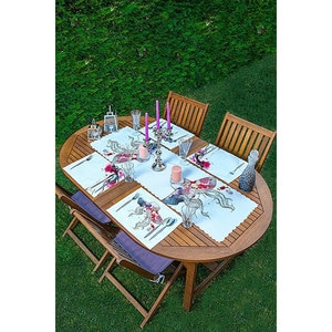 Suport farfurii si napron Girl, 35 x 45 cm, 35 x 140 cm, 4 + 1 bucati, multicolor