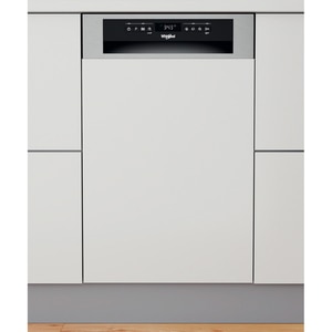 Masina de spalat vase semi-incorporabila WHIRLPOOL WSBO3O34PFX, 6th sense, 10 seturi, 8 programe, 45 cm, Clasa D, inox
