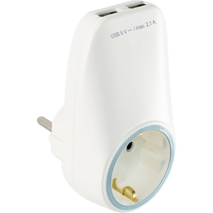 Adaptor priza HOME NV 2100 USB, 2x USB, alb