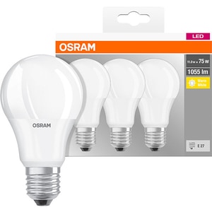 Set 3 becuri LED OSRAM A75, E27, 10W, lumina calda