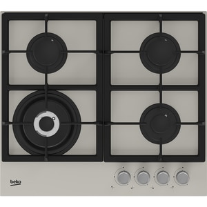 Plita incorporabila BEKO HILW64225SBG, Gaz, 4 arzatoare, Wok, gri benita