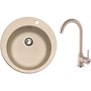 Pachet chiuveta FRANKE ROG 610, 1 cuva, granit + baterie Pola, avena