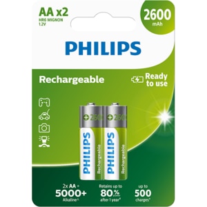Acumulatori PHILIPS R6B2A260/10, AA, 2600 mAh, 2 bucati