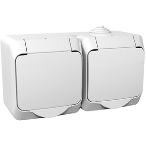 Priza de exterior SCHNEIDER WDE000523, 2 prize, IP44, alb