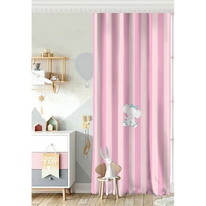 Draperie Mila Home Elephant, rejansa, 140 x 260 cm, semiopac, roz-alb