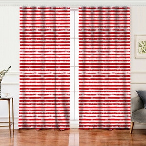 Set 2 draperii Mila Home, rejansa, 140 x 260 cm, semiopac, rosu-alb