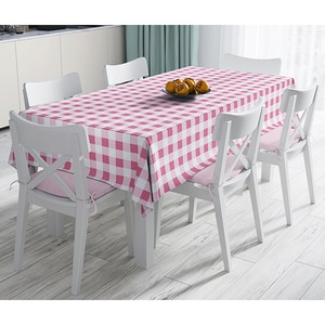 Fata de masa Clasic, poliester + bumbac, 140 x 180 cm, alb-roz