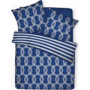 Lenjerie de pat Navy, 2 persoane, 100% bumbac, 160 x 220 cm, 3 piese