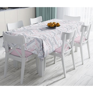Fata de masa Geometric Marble Modern, poliester + bumbac, 120 x 140 cm, roz-gri