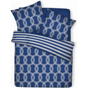 Lenjerie de pat Navy, 2 persoane, 52% poliester + 48% bumbac, 160 x 220 cm, 3 piese