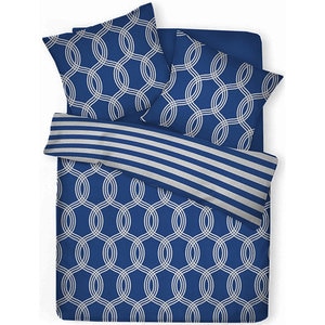 Lenjerie de pat Navy, 2 persoane, 52% poliester + 48% bumbac, 220 x 200 cm, 3 piese