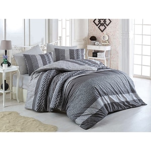 Lenjerie de pat Gray, 1 persoana, 100% bumbac, 160 x 220, 2 piese