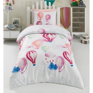 Lenjerie de pat copii Balloons, 1 persoana, 100% bumbac, 160 x 220, 3 piese