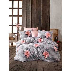 Lenjerie de pat Roses 2, 1 persoana, 100% bumbac, 160 x 220, 3 piese