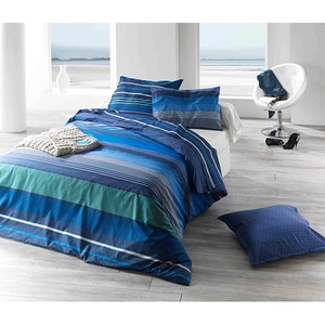 Lenjerie de pat Blue Stripes, 1 persoana, 100% bumbac, 160 x 220, 3 piese