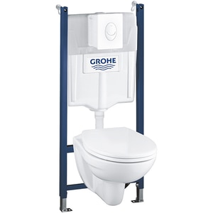 Set vas WC 5 in 1 GROHE Solido Compact 39117000, montaj suspendat, evacuare dubla, alb