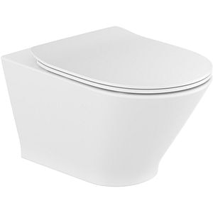 Vas WC suspendat ROCA Gap Round A34H0N8000, portelan, 35 x 54 x 34.5 cm, capac SoftClose, alb
