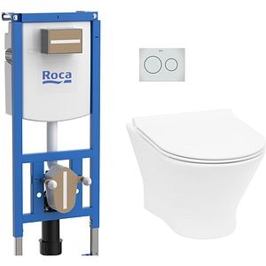 Set vas WC ROCA Duplo S Nexo PS3 A893107730, ceramica, evacuare orizontala, rezervor 3/6 l, capac SoftClose, alb