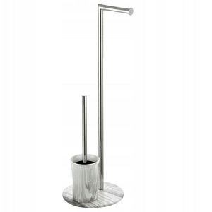 Set perie toaleta BISK Bianco 07621, suport hartie igienica, alb-crom