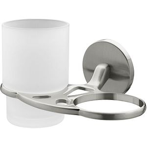 Pahar baie cu suport dublu BISK Virginia 72081, alb-argintiu