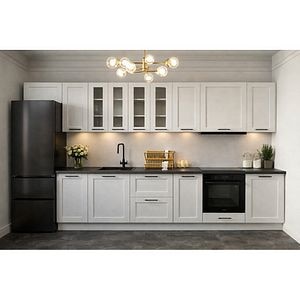 Mobila bucatarie Alpinia, PAL, 325 x 60 x 216 cm, gri-ivoire