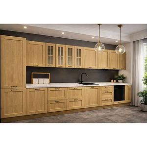 Mobila bucatarie Alpinia, PAL, 450 x 60 x 216 cm, stejar