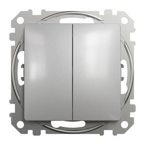 Intrerupator dublu SCHNEIDER SDD113105, incastrat, 10A, IP20, aluminiu