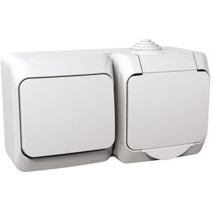 Priza SCHNEIDER Cedar Plus WDE000504, IP44 + Intrerupator cap scara, 16A, alb