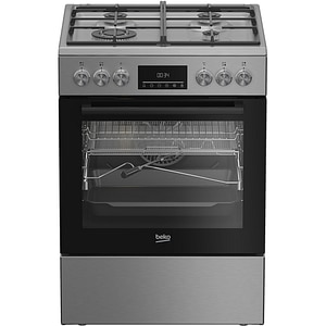 Aragaz BEKO FBMA61330GXDT, 4 arzatoare, Gaz + Electric, L 60 cm, Grill, inox