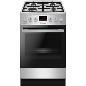 Aragaz HANSA FCMX59229H, 4 arzatoare, Gaz + Electric, L 50 cm, Grill, inox