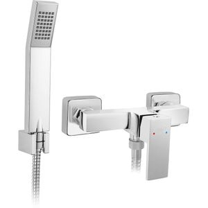 Set baterie dus FERRO Zicco BZI77, alama sanitara, argintiu