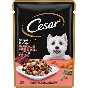 Hrana umeda pentru caini CESAR, Adult, Vita si legume in aspic, 100 g