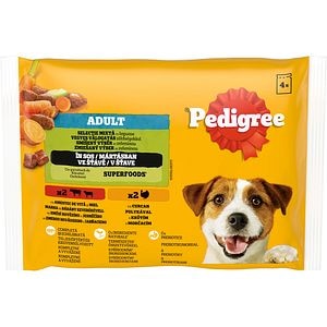 Hrana umeda pentru caini PEDIGREE, Adult, Mix in sos cu morcovi, 4 x 100 g