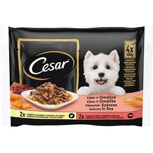 Hrana umeda pentru caini CESAR, Adult, Mix in sos, 4 x 100 g