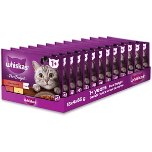 Hrana umeda pentru pisici WHISKAS, Adult, Mix in aspic, 13 x 4 x 85 g