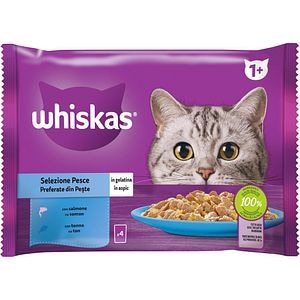 Hrana umeda pentru pisici WHISKAS, Adult, Peste in aspic, 4 x 85 g