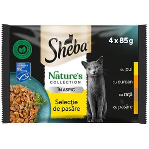 Hrana umeda pentru pisici SHEBA Nature's Collection, Adult, Pasare in aspic, 13 x 4 x 85 g