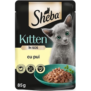 Hrana umeda pentru pisici SHEBA, Junior, Pui in sos, 28 x 85 g