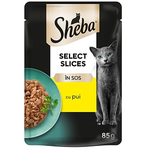 Hrana umeda pentru pisici SHEBA Select Slices, Adult, Pui in sos, 28 x 85 g