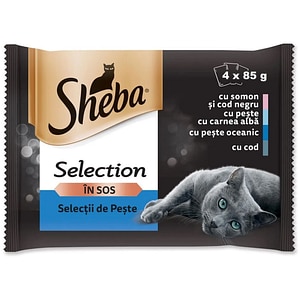 Hrana umeda pentru pisici SHEBA Select Slices, Adult, Peste in sos, 13 x 4 x 85 g