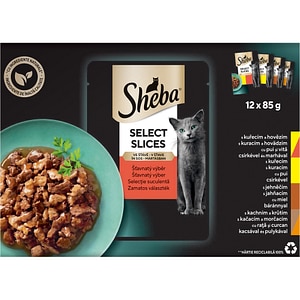 Hrana umeda pentru pisici SHEBA Select Slices, Adult, Mix in sos, 12 x 85 g