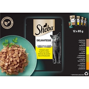 Hrana umeda pentru pisici SHEBA Delikatesse, Adult, Pasare in aspic, 12 x 85 g