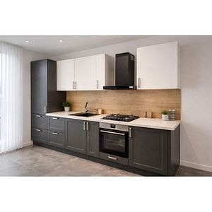 Mobila bucatarie Artemisia-Balsamita, PAL, 330 x 60 x 216 cm, grafit-alb mat