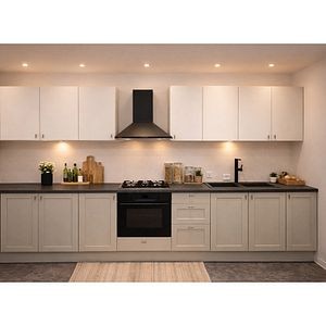 Mobila bucatarie Ashmead-Balsamita, PAL, 330 x 60 x 216 cm, crem-alb