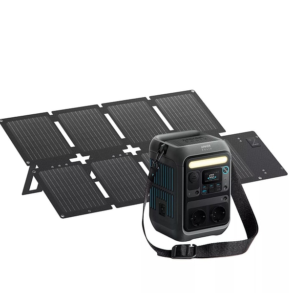 Kit power station ANKER Solix C300X AC, panou solar, 300W, 288Wh