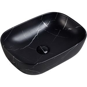 Lavoar pe blat, portelan, 46 x 33 cm, aspect marmura, negru