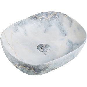 Lavoar pe blat, portelan, 46 x 38 cm, aspect marmura, gri